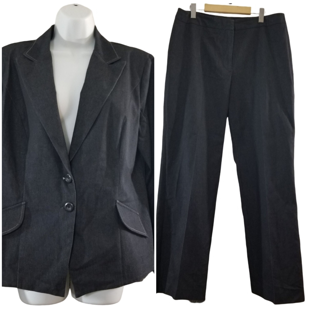 Tall Girl Black Denim Look Jacket And Pants In Size 16